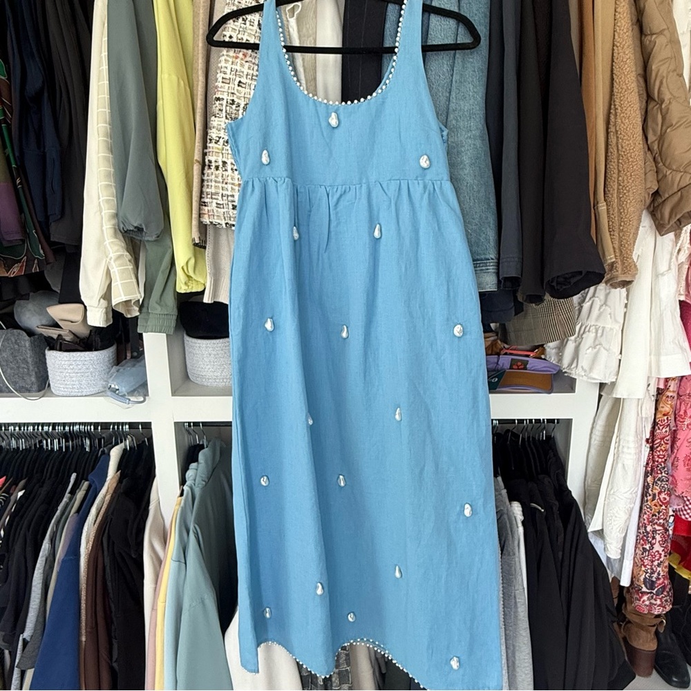 NWT Blue Embellished Midi Dress - Lightweight Summer Sundress